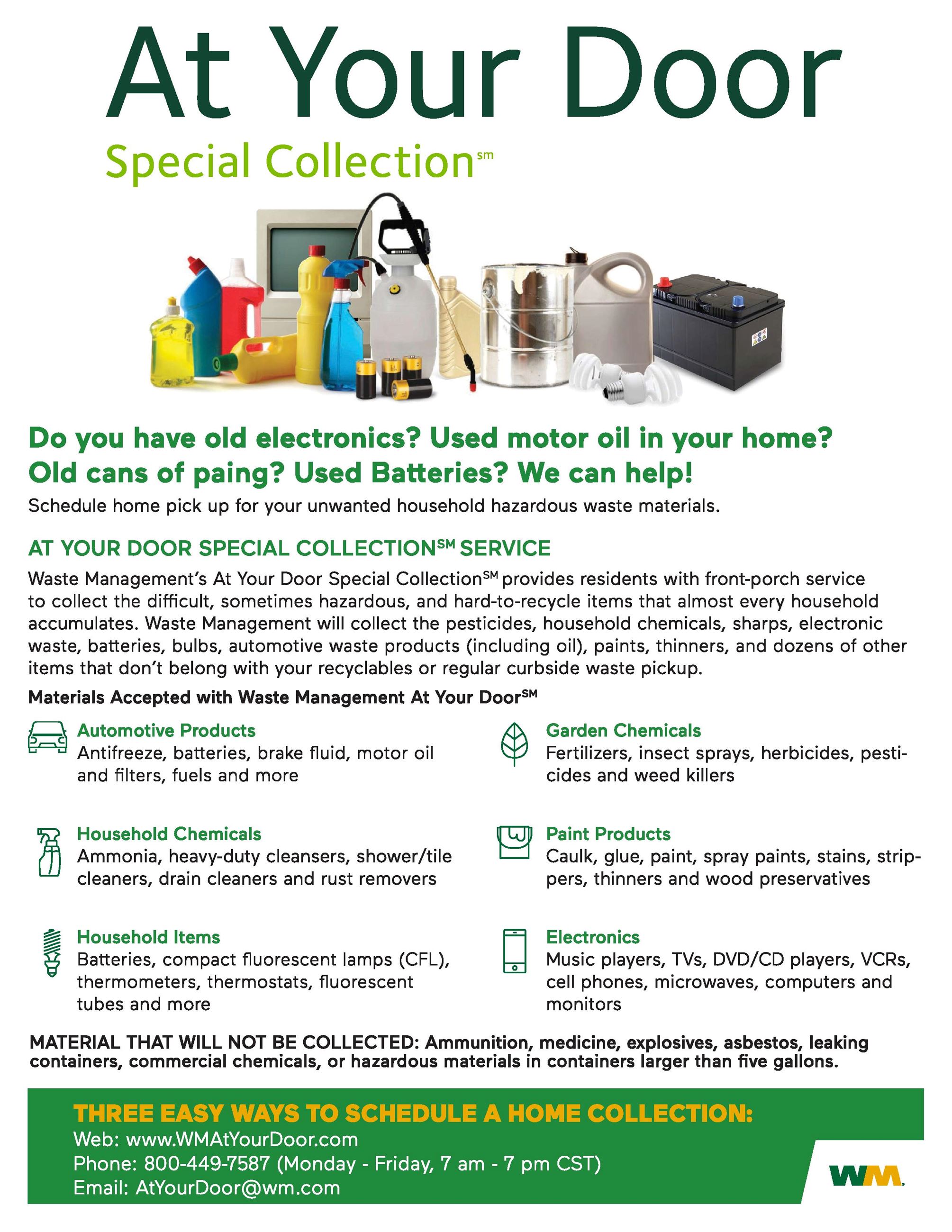 WM At Your Door - HHW Special Collection